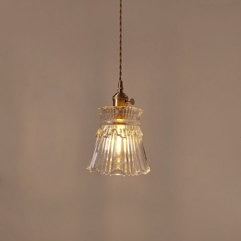 Glass Shaded Hanging Ceiling Light Minimalist Style Hanging Pendant Light in Gold