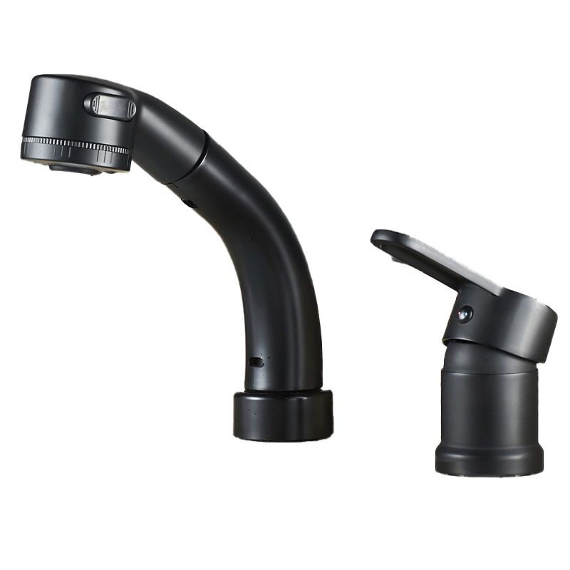 Modern Style Vessel Faucet Copper Knob Handle Low Arc Retractable Vessel Faucet