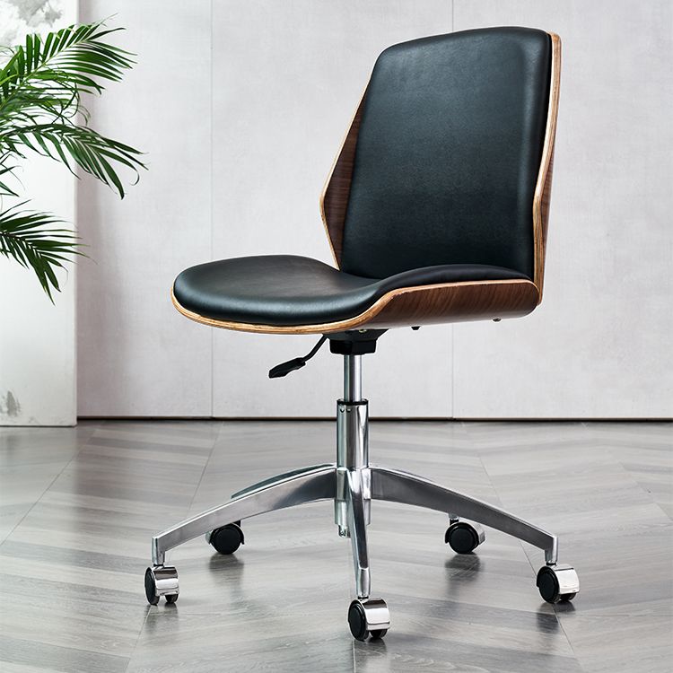 Contemporary No Arm Conference Chair Leather Desk Chair for Office