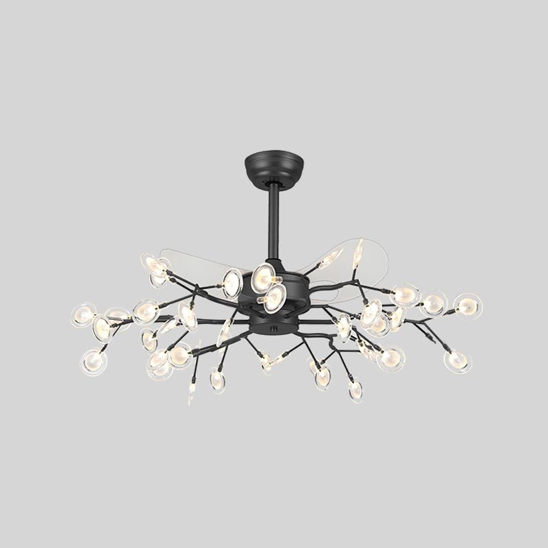 39.5" Wide Simple Branching Pendant Fan Light Acrylic Living Room LED Semi Mount Lighting with 3 Blades