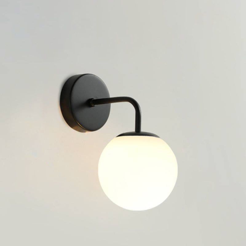 Metal 1-Light Wall Lamp in Modern Style Globe Glass Wall Light for Bedroom