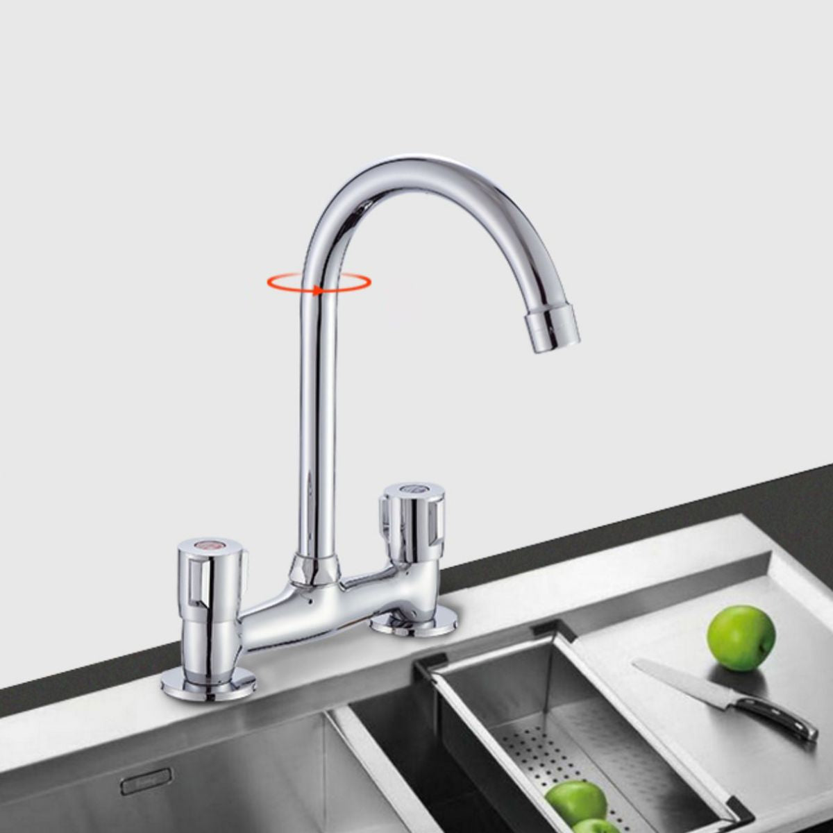 Modern Pull down Faucet Two Handles Pot Filler High Arc Profile Filler