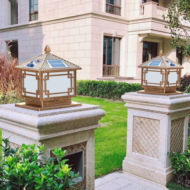 Household Pillar Lamp Creative Solar Lamp with Acrylic Shade for Backyard