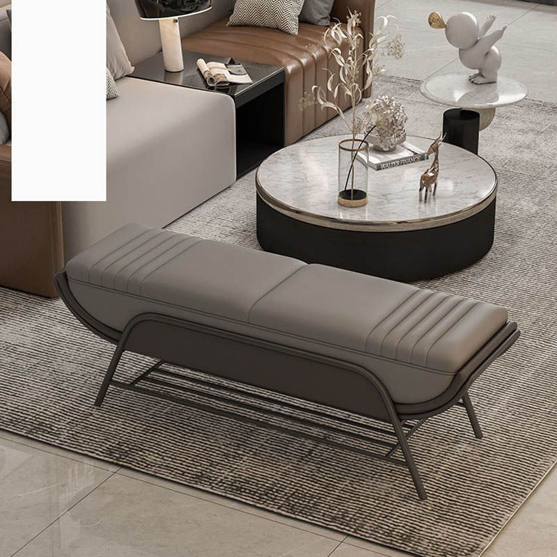 Glam Cushioned Seating Bench Rectangle Entryway and Bedroom Bench with Shelves