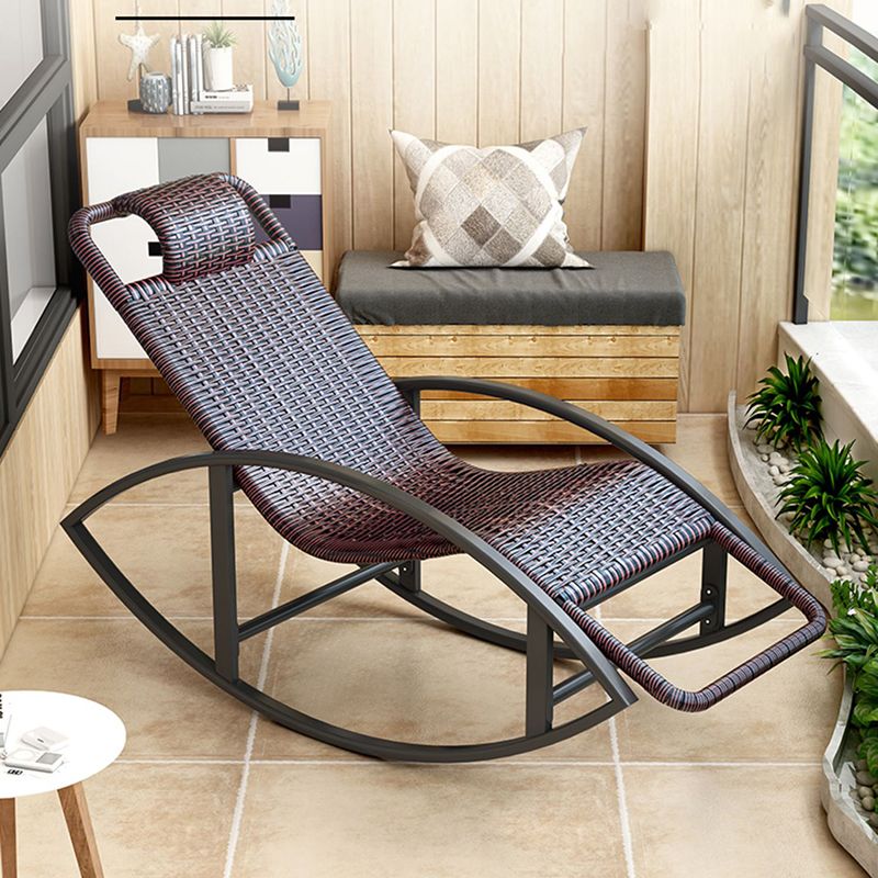 Modern Rocking Chair Woven Rope Rocker Chair With Gray Frame