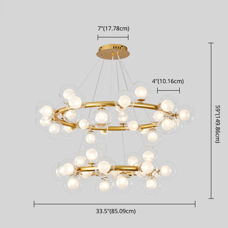 Clear and Frosted Glass Modo Suspension Light Minimalist Chandelier for Living Room