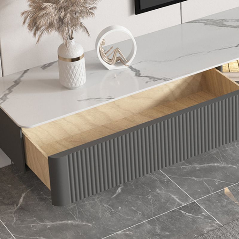 Contemporary Media Console Floating Stone Stand Console with Drawers for Living Room