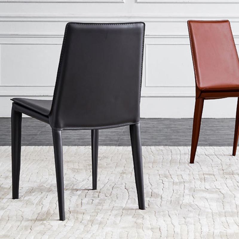 Modern Leather Dining Chair Parsons Chair in Matte Finish for Indoor