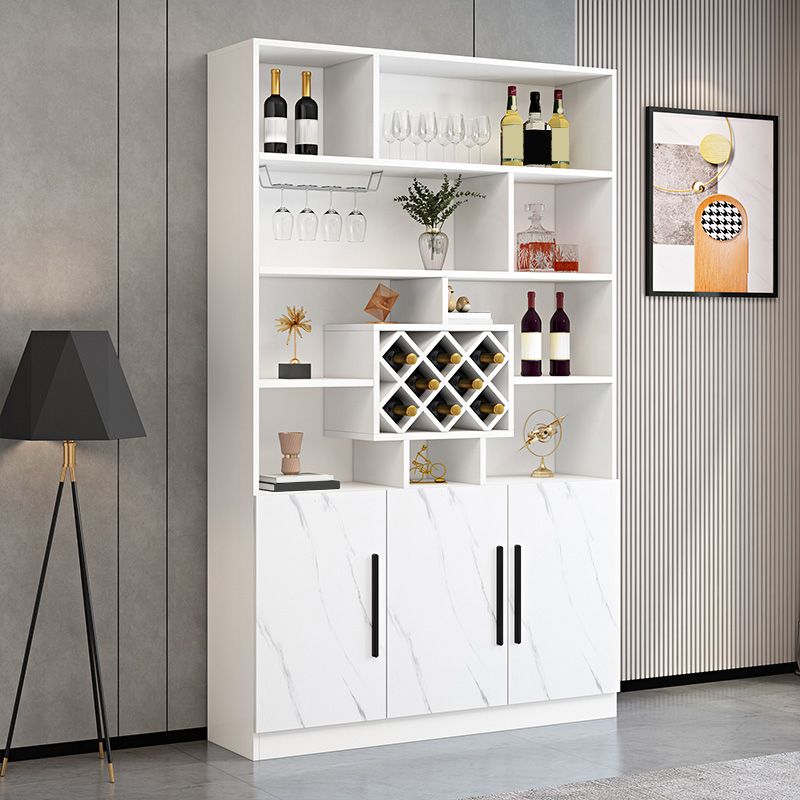 Modern Style Manufactured Wood Floor Wine Bottle Holder with Storage Shelves