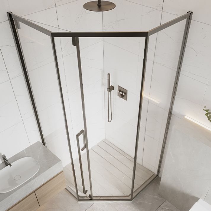 Matte Black Folding Shower Door, Side Opening Tempered Glass Shower Door