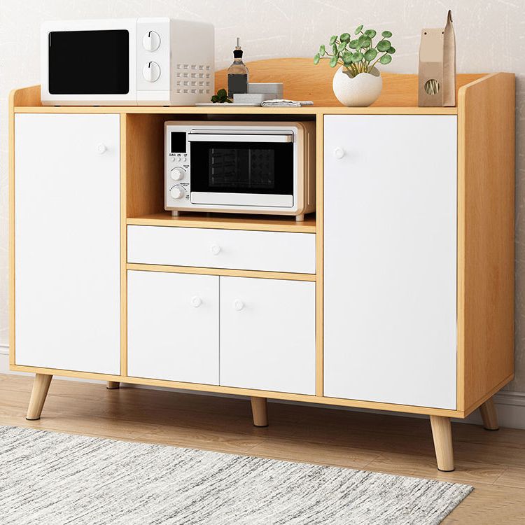 Modern and Contemporary Credenza Wood Server with Cabinets and Drawers