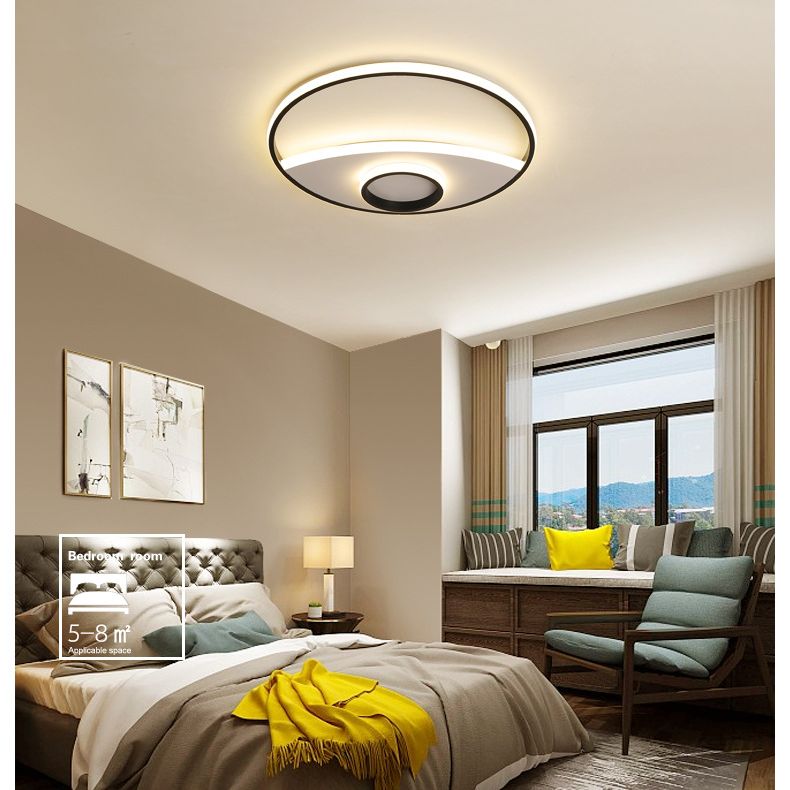 Silver Circle Ceiling Fixture Modern Acrylic 16"/19.5"/23.5" Flushmount Lights in Warm/White