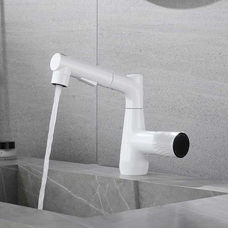 Knob Handle Vessel Faucet Modern White Vessel Sink Bathroom Faucet