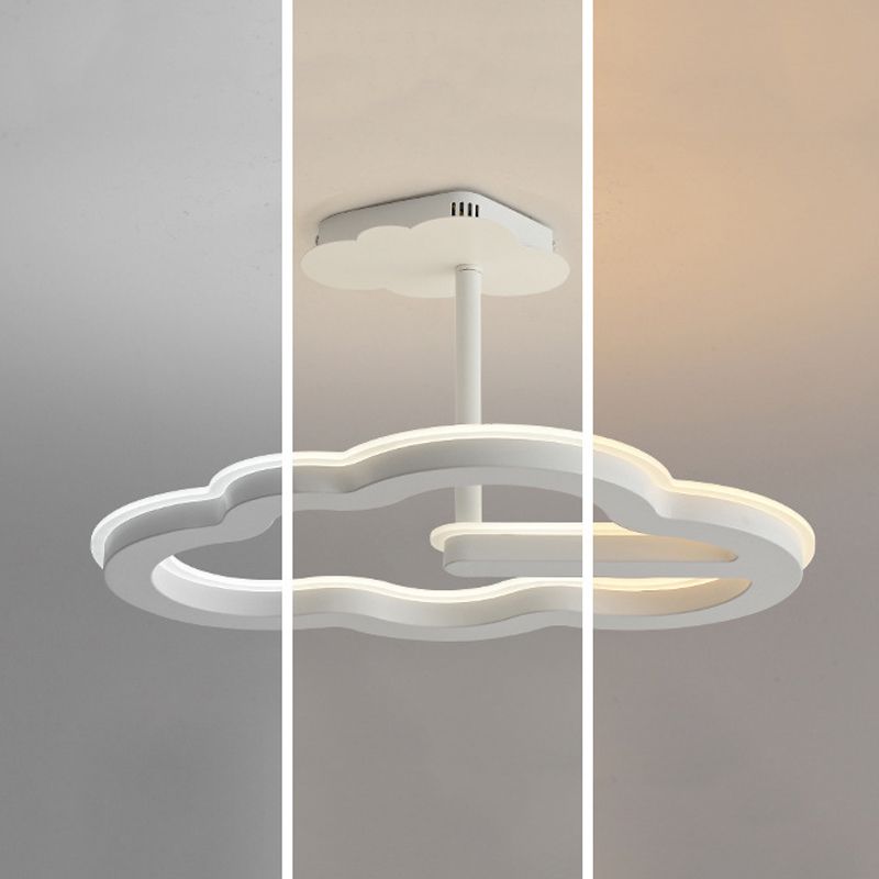 Contemporary LED Ceiling Lamp Cloud Semi Flush Light with Metal for Bedroom