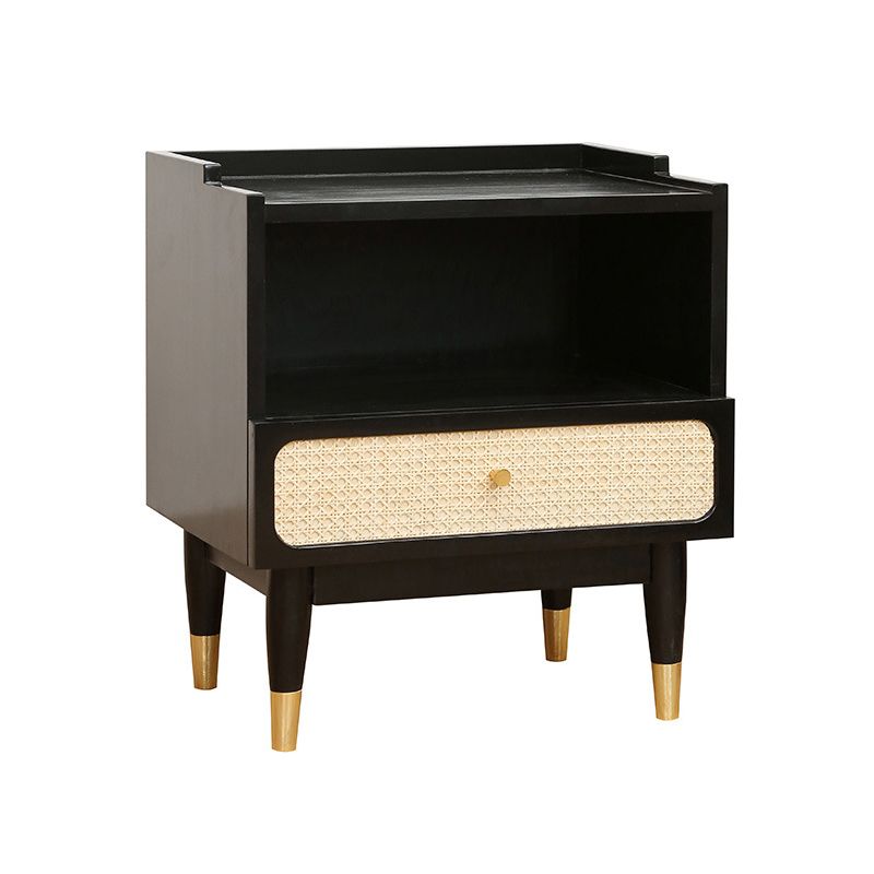 Solid Wood Accent Table Nightstand Contemporary Bedside Cabinet for Bedroom