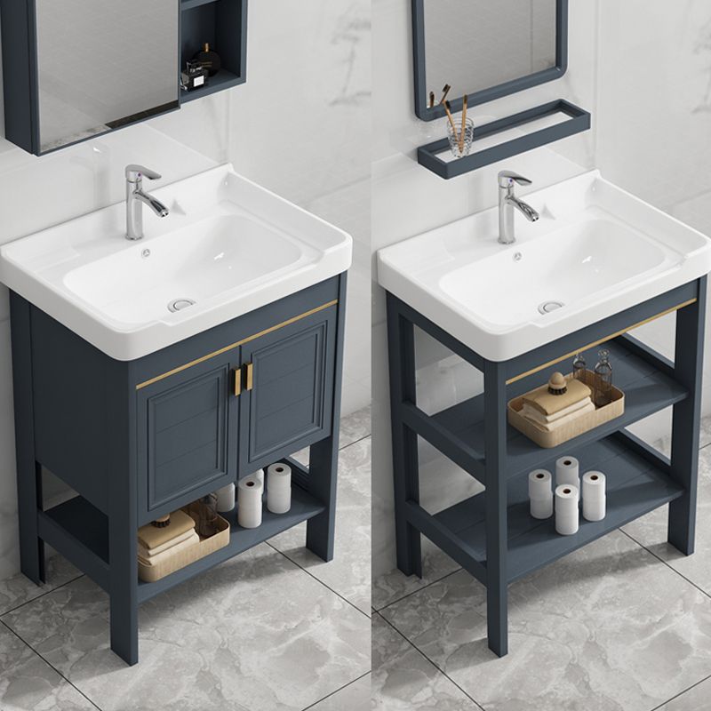 Metal Frame Vanity Shelving Included Single Sink Freestanding Bathroom Vanity