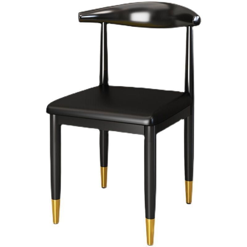 Glam Metal Dining Chairs Open Back Dining Side Furniture in Matte Finish for Indoor