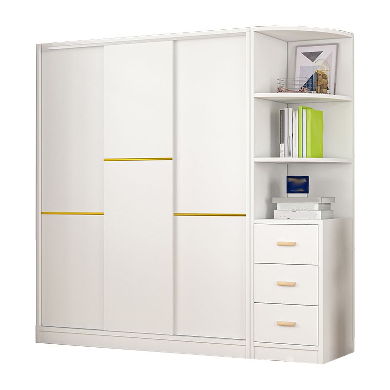 Urban Wooden Coat Locker in White Matte Finish 3-Drawer Kid's Wardrobe