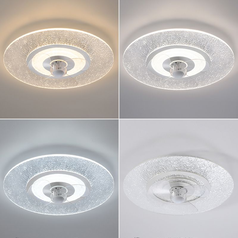 Éclairage de ventilateur de plafond ultrathin blanc simplicité LED acrylique semi-fluste Mount Lumière pour chambre à coucher