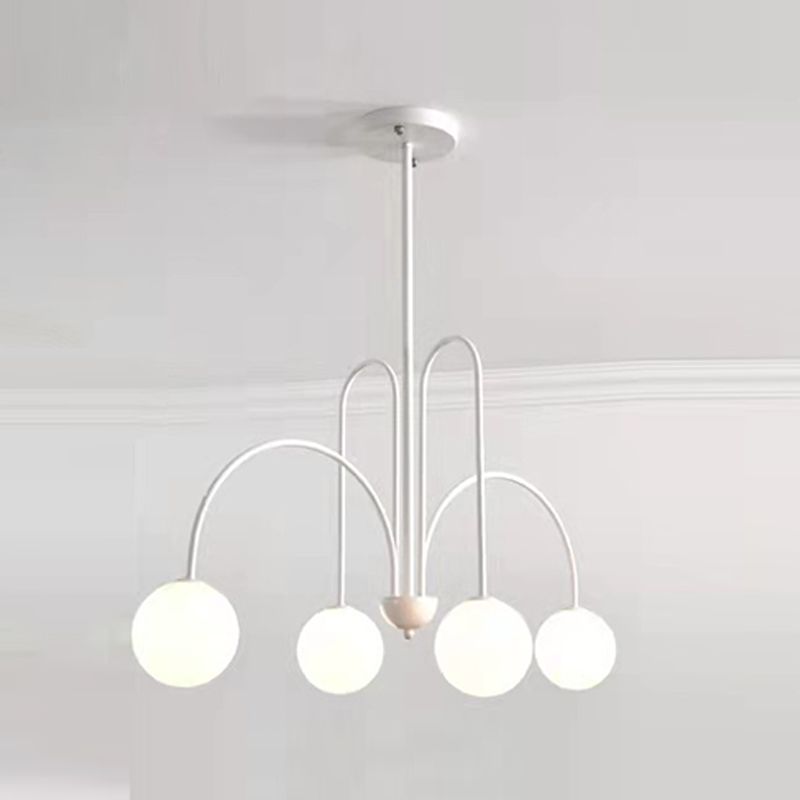 Modern Simple Chandelier Multi Lights Hanging Pendant Light Fixture with Glass Shade