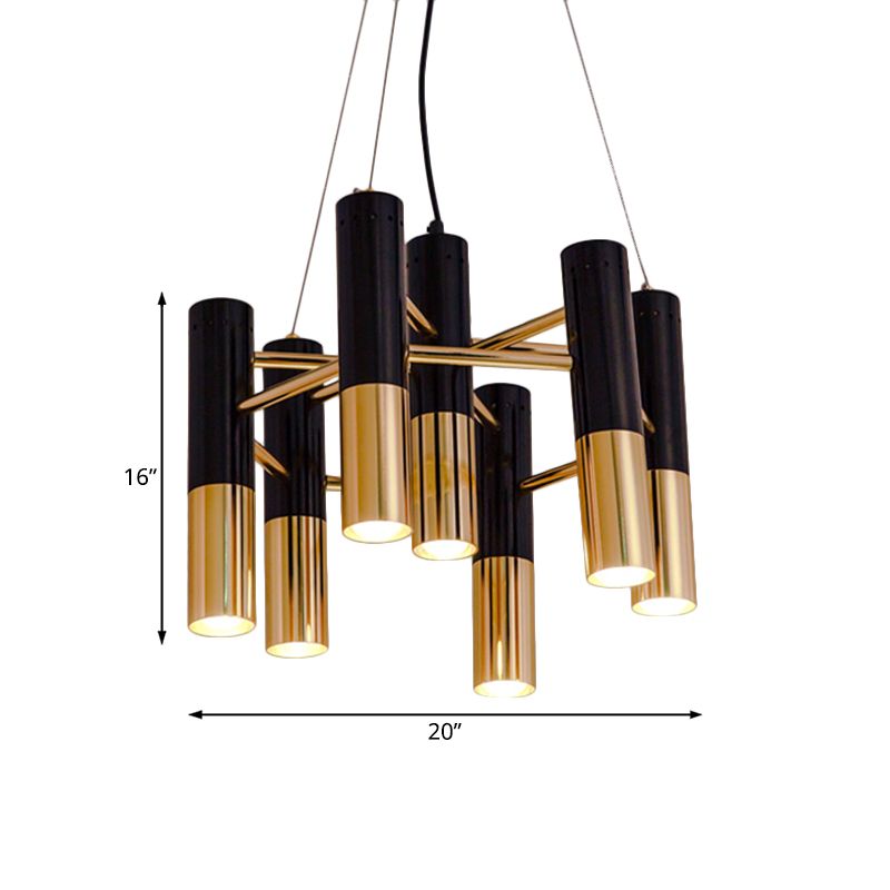 Tube Chandelier Light Modern Metal 7/13/19 Lights Gold Hanging Ceiling Lamp in Warm Light for Living Room