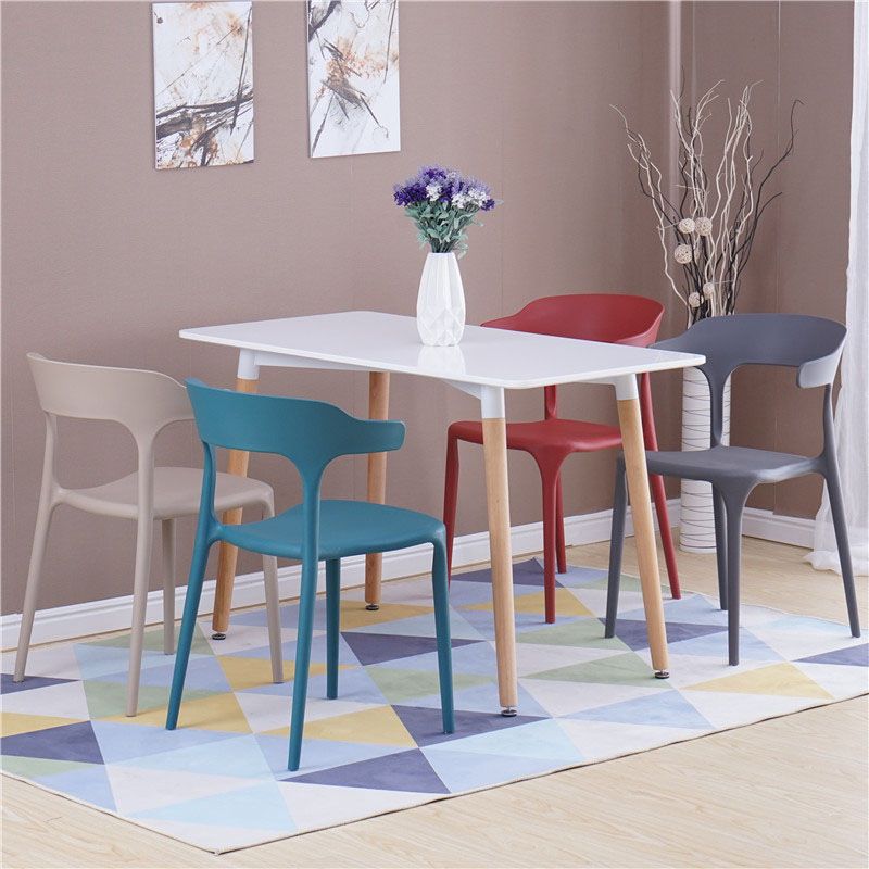 Contemporary Stackable Chairs Dining Open Back Armless Chairs with Plastic Legs