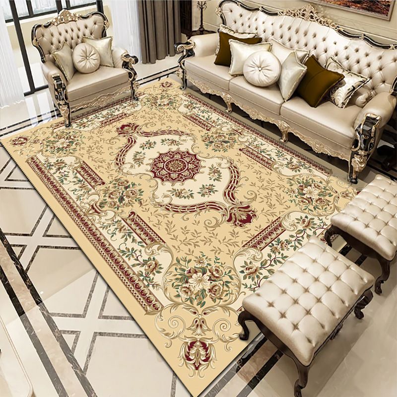 Multi-Colored Living Room Rug Americana Floral Pattern Carpet Synthetics Easy Care Non-Slip Rug