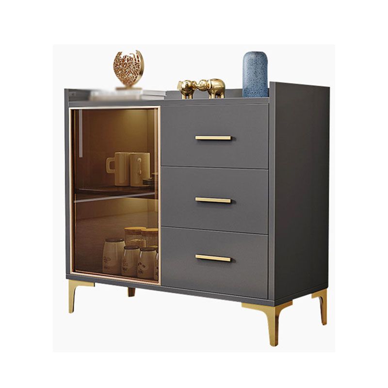 Glam Engineered Wood Sideboard Adjustable Shelving Credenza with Drawer for Living Room