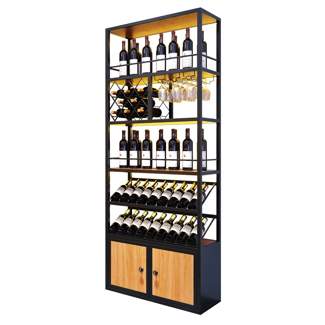 Industrial Freestanding Wine Rack Kit Metal Bottle Holder with Shelf