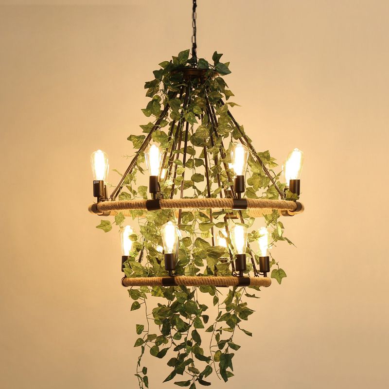 Comedor de rueda de carretas Cabro de granja de granja colgante con decoración de plantas