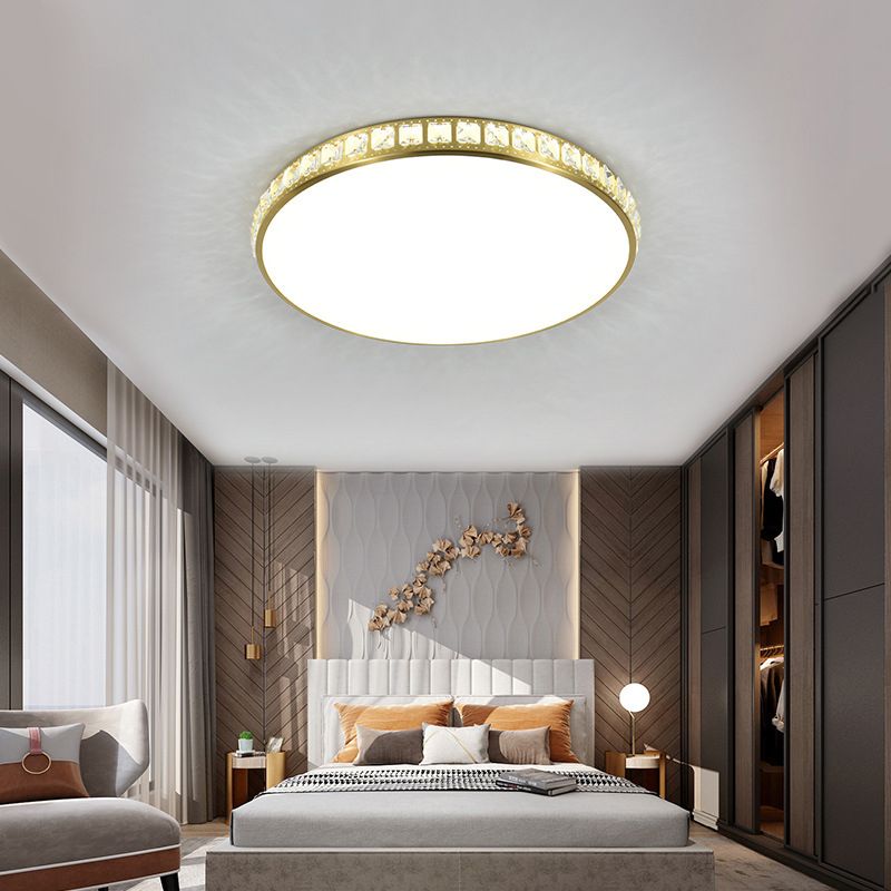 Modern Flush Light Gold Ceiling Lighting with Crystal for Bedroom