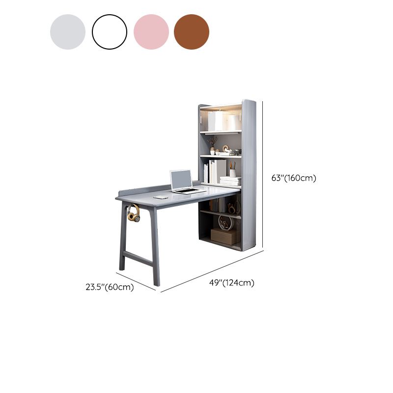 Modern Writing Desk with Storage and Cabinet Solid Wood Desk with Chair