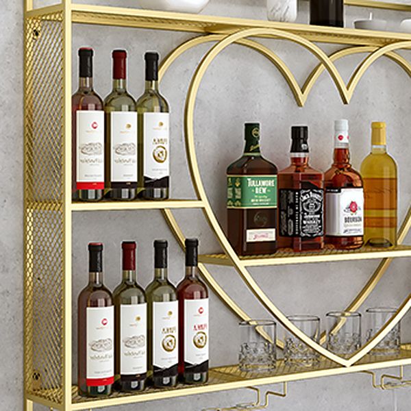 Metal Wine Holder Rack Wall Mounted Wine Shelf with Storage Shelves