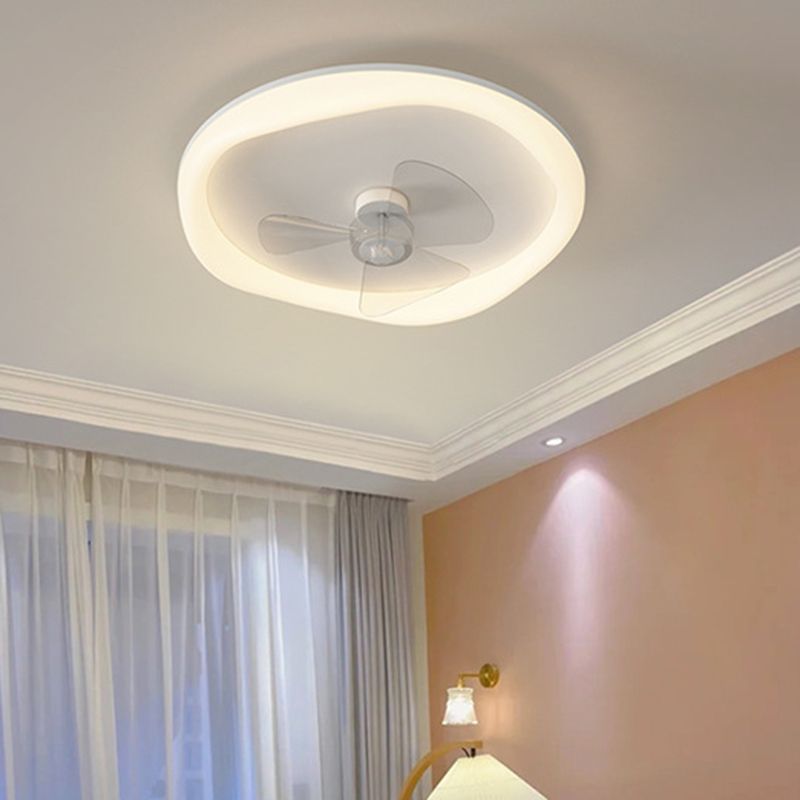 Modernism Single White Finish LED Unique Acrylic Ceiling Fan Light