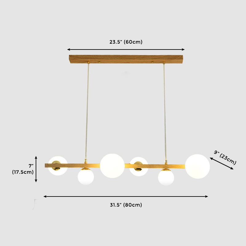 Finishale naturelle Chandelier en verre à 6 feuilles de plafond ombragée avec hauteur réglable