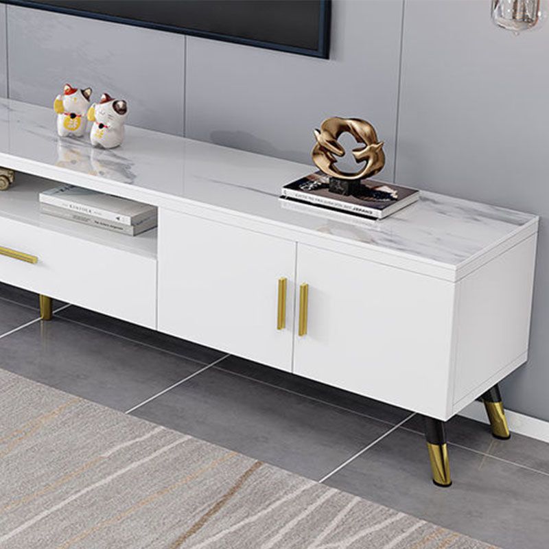 Glass TV Stand Console Open Storage TV Media Stand with Drawer