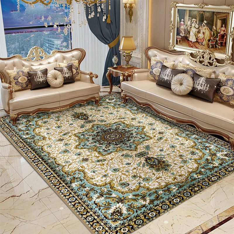 Victoria Medallion Design Rug Polyester Area Tapis Tapis sans glissement Rapier intérieur pour décoration pour la maison