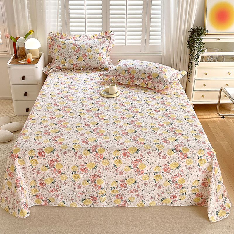 Floral Printed Bed Sheet Set Modern Elegant Sheet for Bedroom