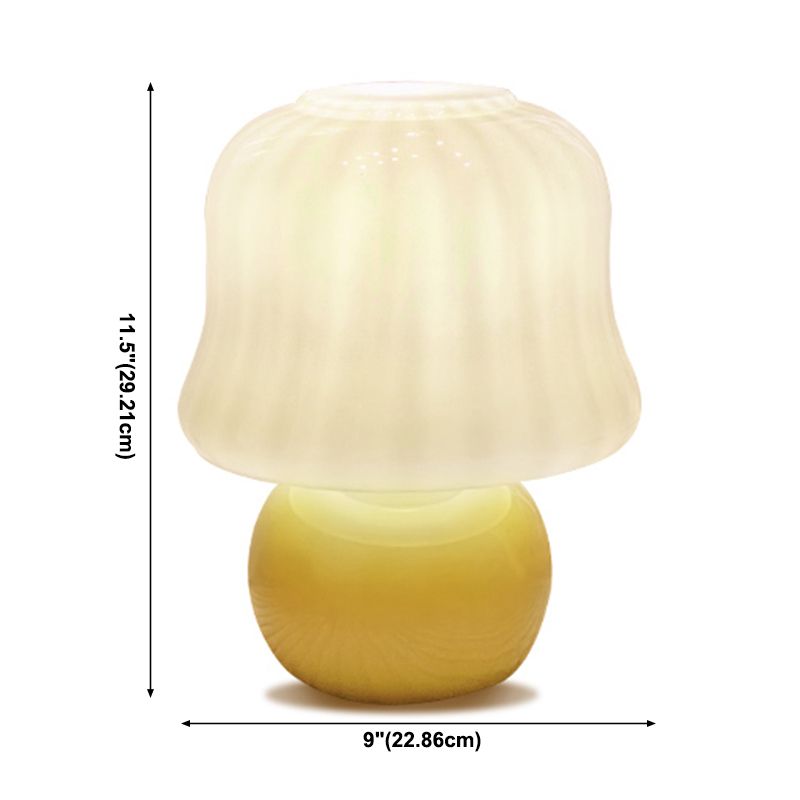 One-Bulb Table Light Modern Glazed Glass Yellow Mushroom Desk Lamp for Bedroom Living Room