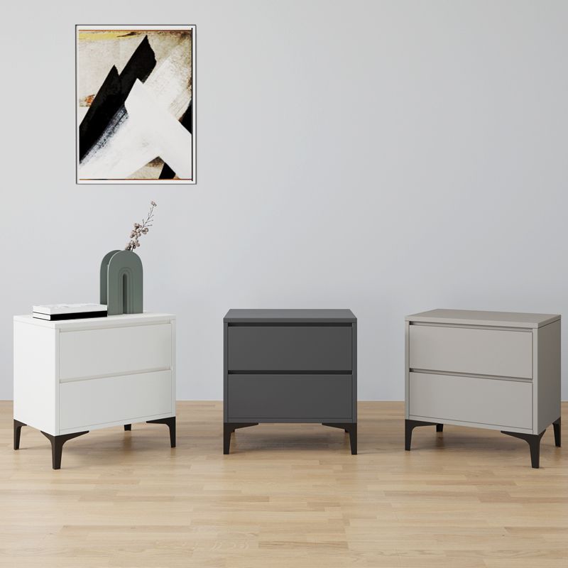 Contemporary Accent Table Nightstand Storage Night Table with 2 Drawers for Home