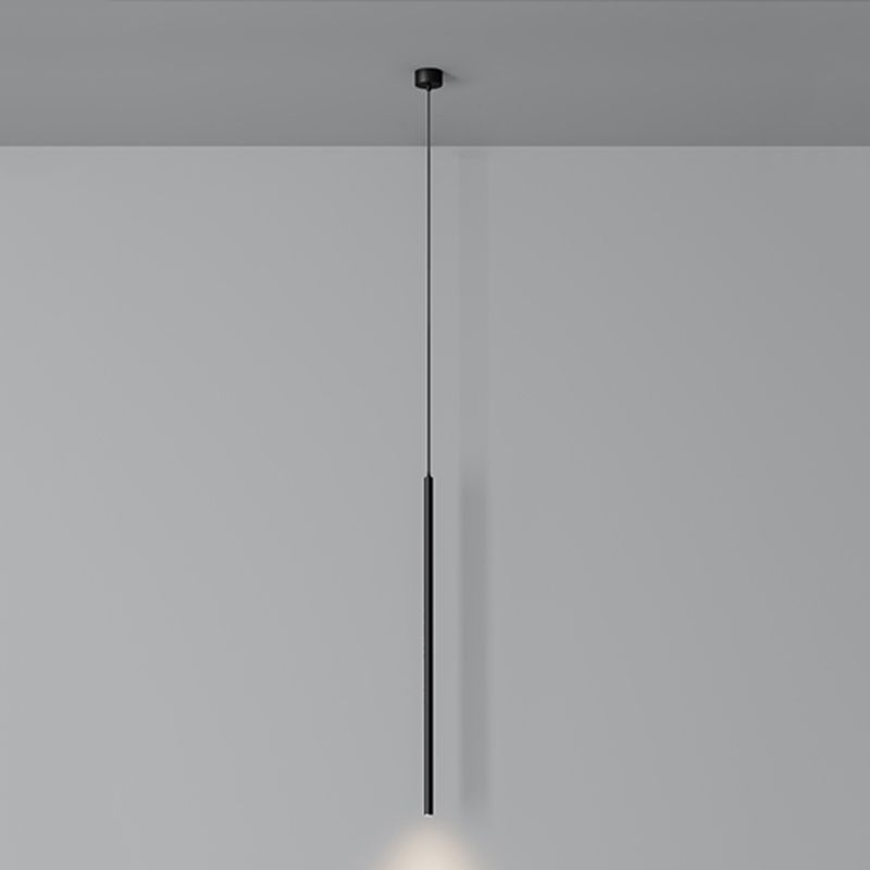 1-Light Minimalist Line Hanging Pendant Modern Style Metal Hanging Lighting in Black