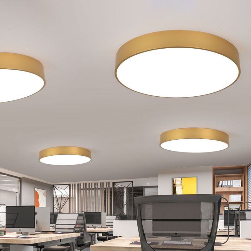 Modern Metal Ceiling Light Round Gold LED Flush Mount Light for Office