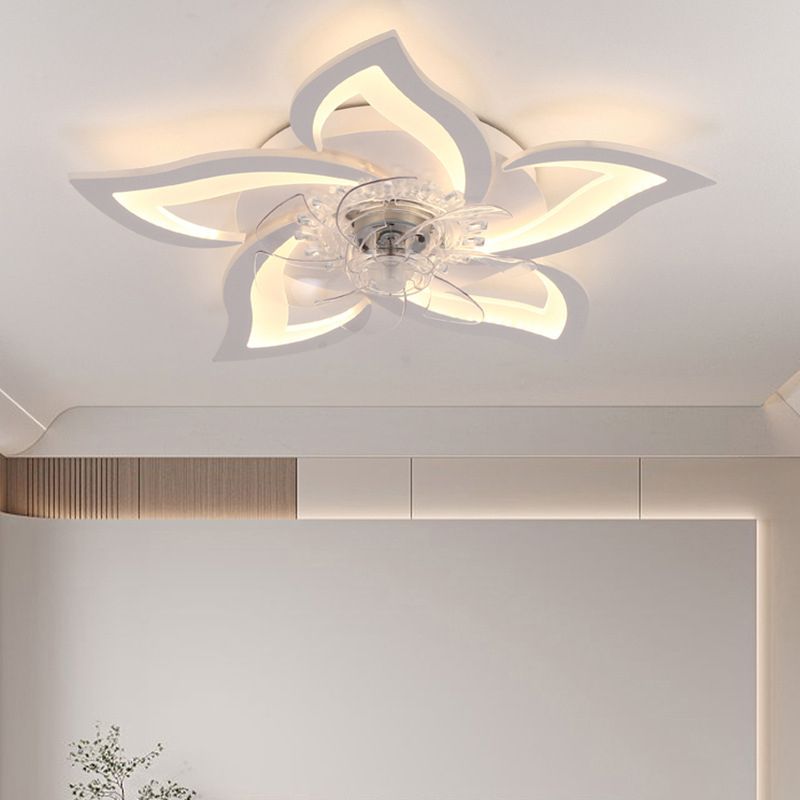 Metal Flower Shape Ceiling Fan Modern Style 5 Lights Ceiling Fans Fixtures