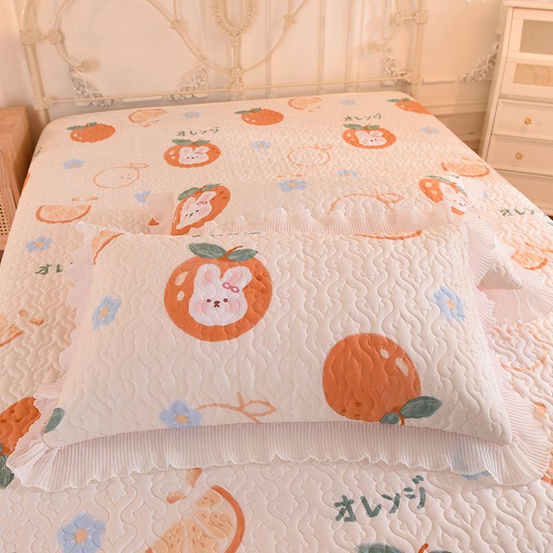 Quilted Bed Sheet Cotton Cartoon Decoration Soft Breathable Bed Sheet Set