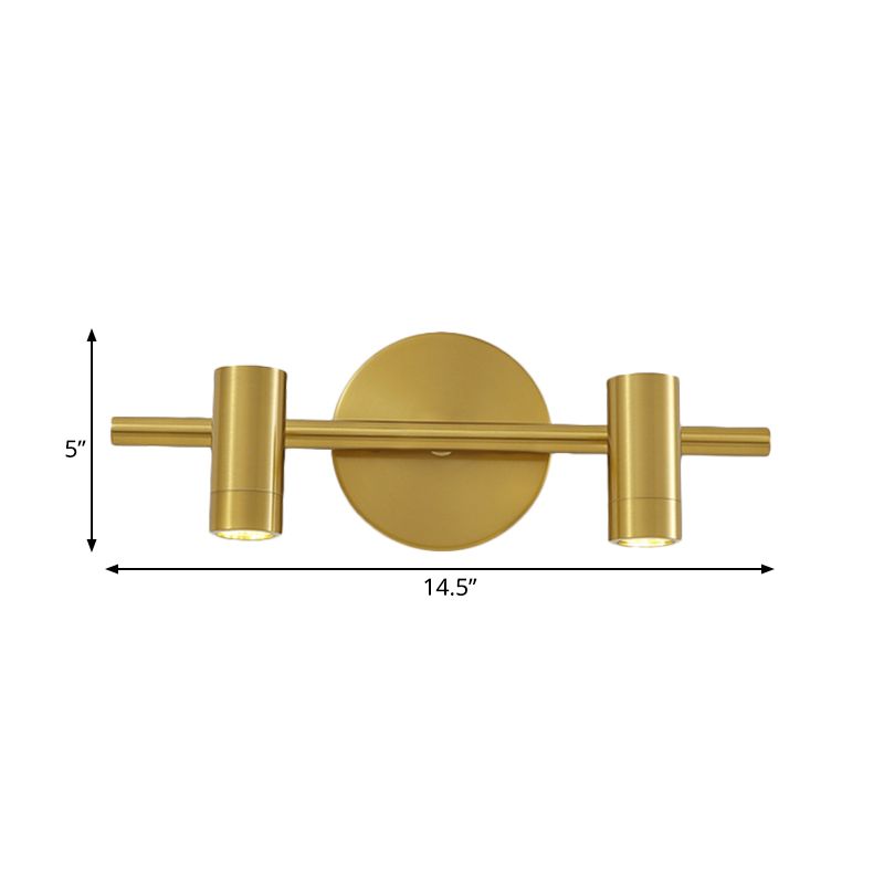 2/3/4-Light LED Tube Vanity Lamp Traditional Brass Metal Wall Sconce Lighting for Bathroom