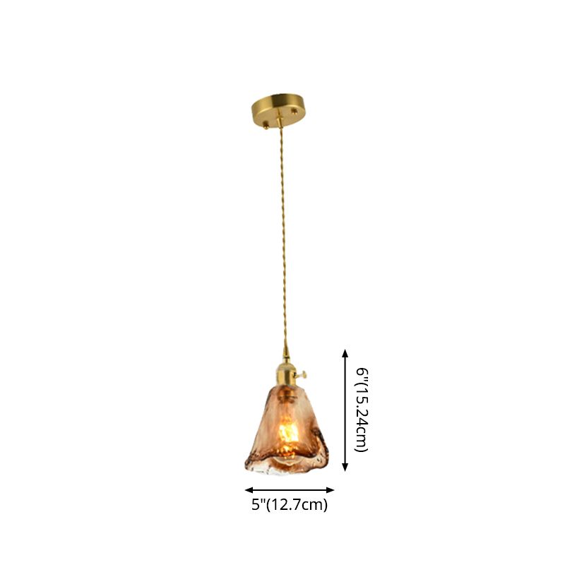 Brass ombreggiato a drop pendente vintage in vetro abbronzato a mano 1-bulbo soggiorno Pendulum Light