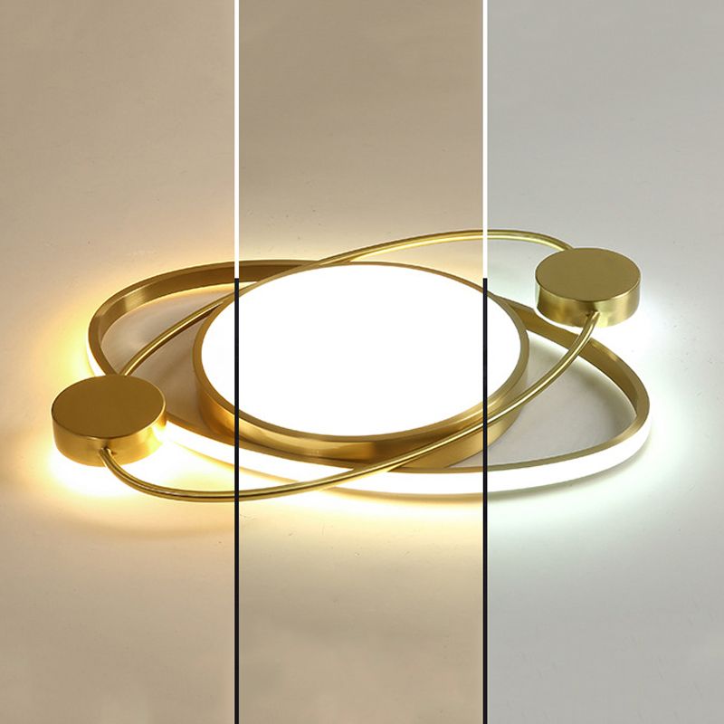 Modernism Flush Mount Ceiling Light Gold Flush Lighting with Metal for Bedroom