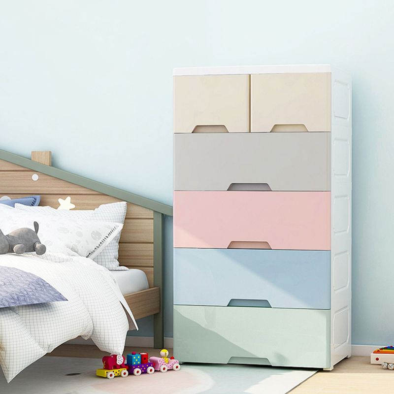 Modern Nursery Dresser Plastic Kids Nightstand with 5/6 Drawers