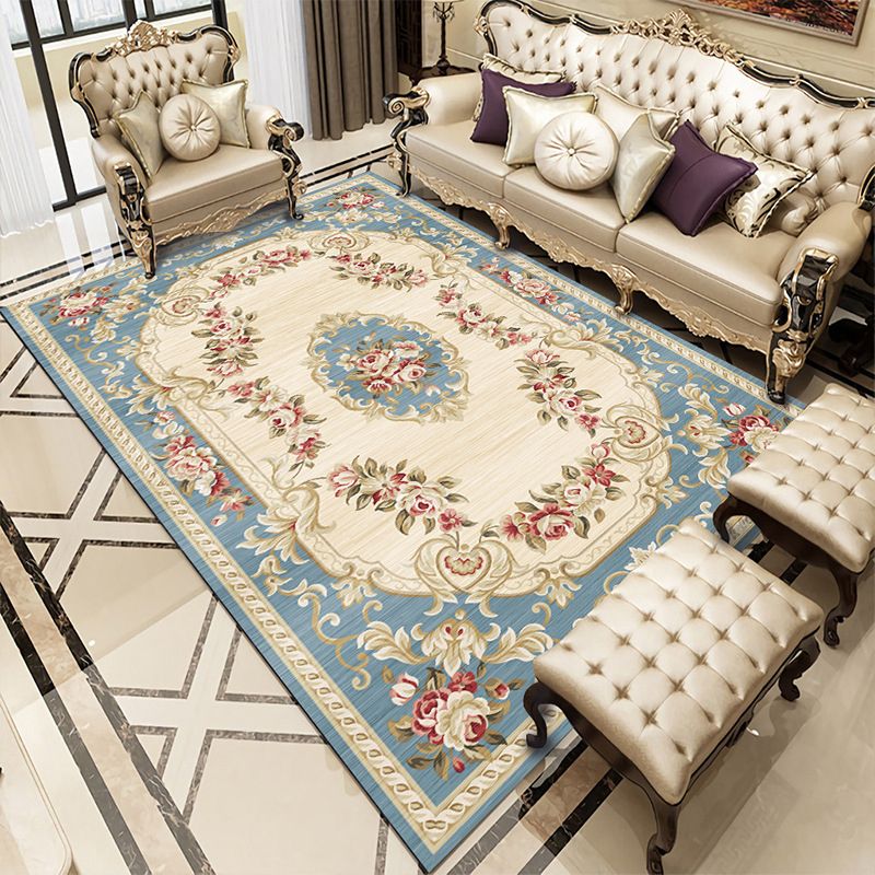 Magnifique Roge d'imprimé floral du milieu du siècle Classic Classic Antique Indoor Carpet Polyester Anti-Slip Backing tapis for Home Decor