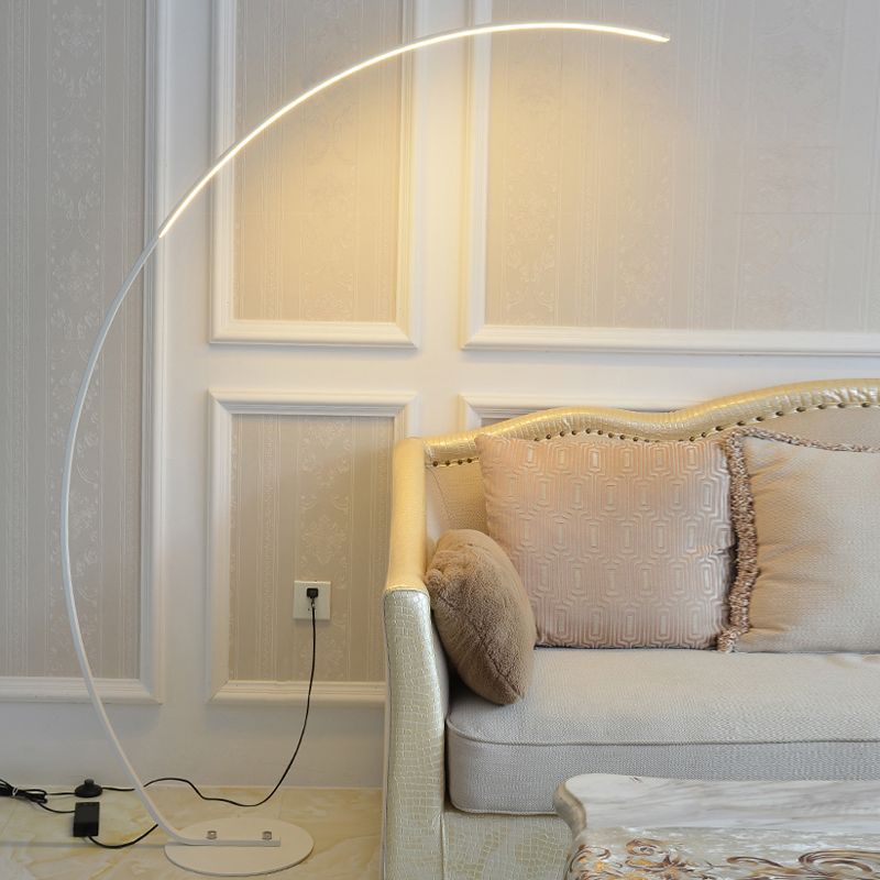 Curved Floor Light Fixtures Modern Style Metal 1 Light Floor Light